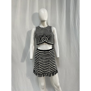 Saylor 'Thourn' Black Cotton Crocheted Top And Skirt Set Size XS