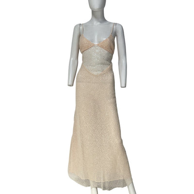 For Love & Lemons Sequin Beige Kate Maxi Dress Size M NWT