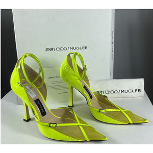 Jimmy Choo Neon Yellow Strap Heels Size IT 40 / US 10