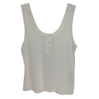 Neiman Marcus Satin Trimmed Beige Henley Tank Top Size L