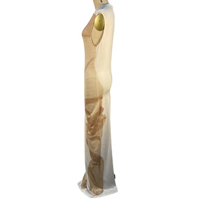 Acne Studios Sleek Tan Sleeveless Maxi Dress Size M NWT