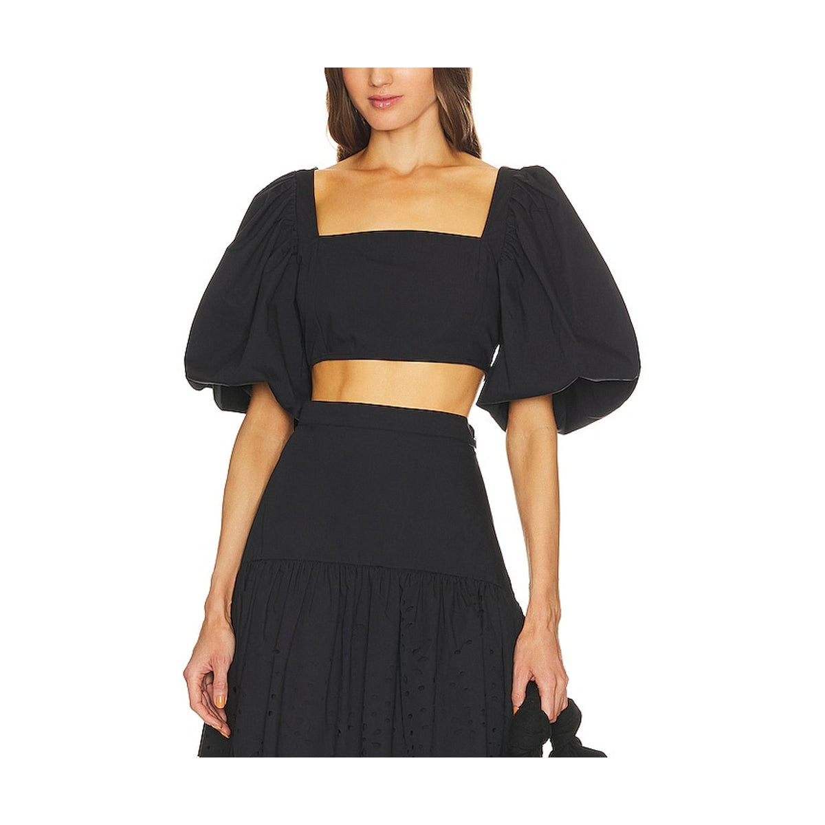 Rhode Puff Sleeve Black Tish Crop Size 2 Top