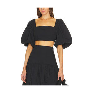 Rhode Puff Sleeve Black Tish Crop Size 2 Top