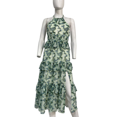 Likely Ruffled Green Dyana Midi Dress Size 00
