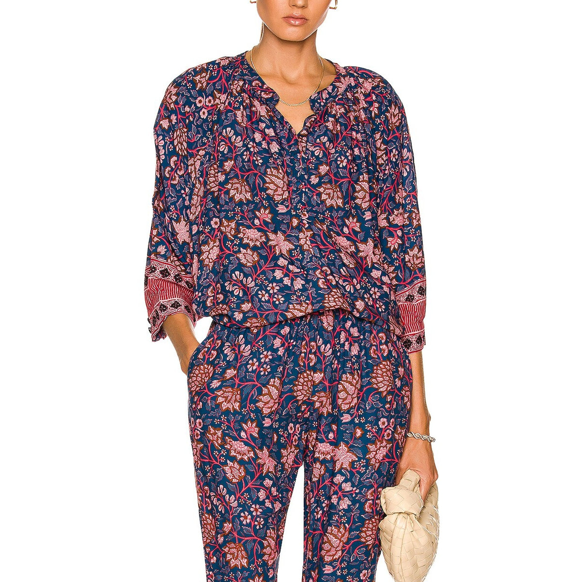 Natalie Martin Floral Dahlia Indigo Remy Size XS Blouse