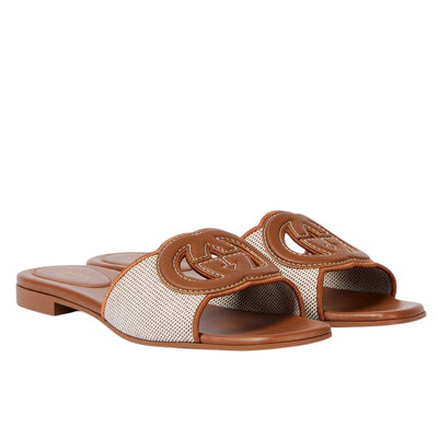 Gucci Leather Trimmed Brown Interlocking G Slides Size 39 IT / US 9