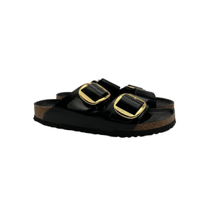 Birkenstock 'Arizona' Black Leather High Shine Big Buckle Sandal Size 10 Womens
