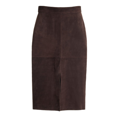 Toteme Chic Brown Paneled Suede Midi Skirt Size 34 EU / US 2