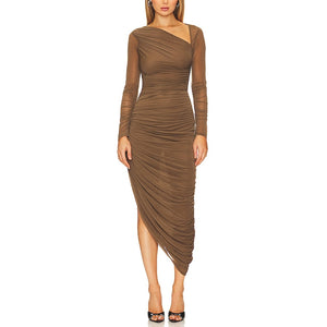 Lpa Ruched Dusty Olive Elena Dress Size L