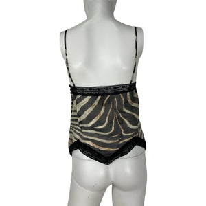 Reformation Lace Trim Zebra Print Multicolor Camille Camisole Size 2