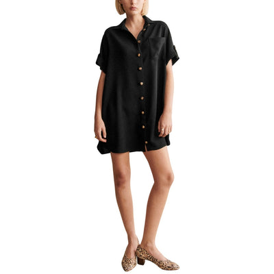 Sézane Button Front Black Ana Shirtdress Size 34