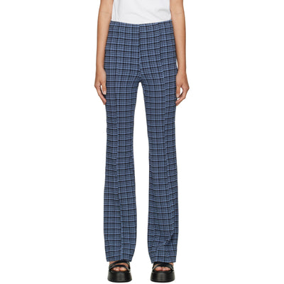 Ganni Textured Blue Plaid Pants Size 32 EU / US 0