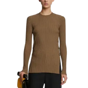 Proenza Schouler Ribbed Brown Crewneck Sweater Size M