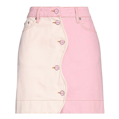 Ganni Organic Pink Two Tone Denim Mini Skirt Size 34/US 2