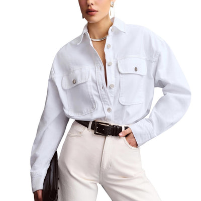 Reformation Classic White Carlos Denim Shirt Size S
