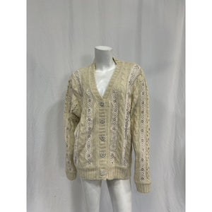 Astr The Label 'Nesmarie' White Acrylic Lace Embellished Cardigan Size M - NWT