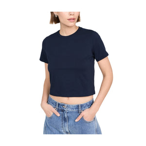 Tibi Classic Blue Program Cropped Baby T Shirt Size XS