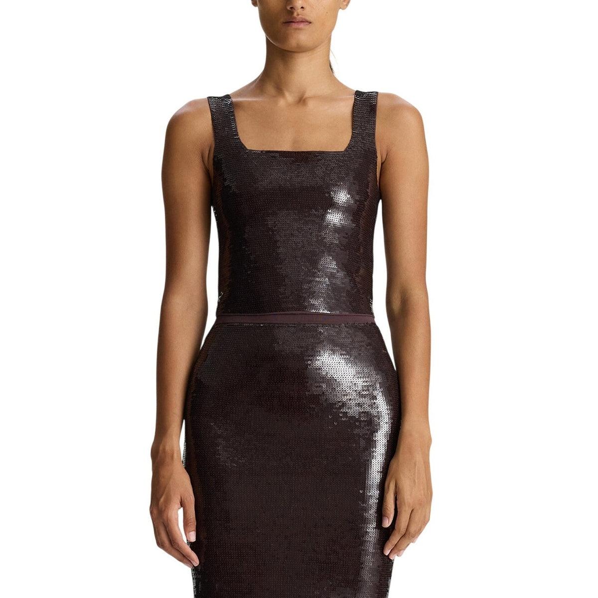 A.L.C. Sequin Dark Brown Victoria Top Size S