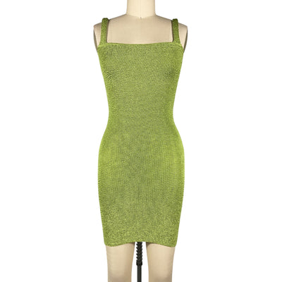 Bond-Eye Crinkle Citron Shimmer Drew Mini Dress NWT