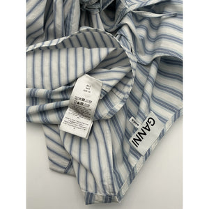 Ganni Striped White Wrap Organic Cotton Mini Dress Size 34