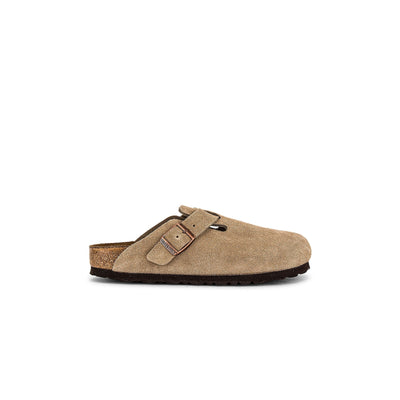Birkenstock 'Boston' Tan Suede Soft Footbed Clog Shoe Size 8