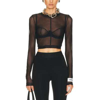 Dolce & Gabbana Sheer Black Long Sleeve Blouse Size 36 IT / US 0