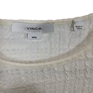 Vince Textured Lace Plaid Jacquard Wool Long Sleeve Size M Top