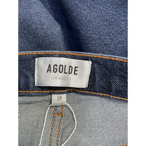 Agolde 'Harper' Blue Cotton Mid Rise Wide Straight Denim Jean Size 28