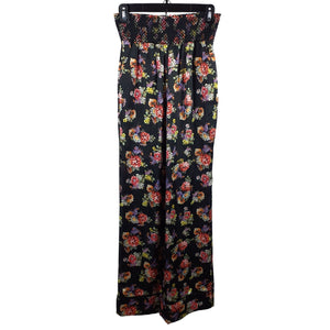 Olivia Smocked Magnolia Floral Black Willis Size Small Pants NWT