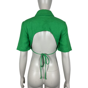 Matthew Bruch Utility Kelly Green Button Up Crop Top Size 1