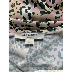 Allsaints Satin Soft Pink Tiana Halftone Dress Size Small
