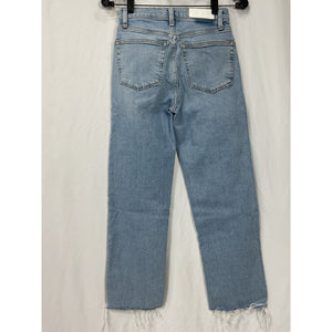 Re/Done '70S' Blue Cotton Stove Pipe High-Rise Straight Jeans Size 24