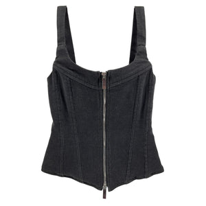 Eb Denim Structured Black Rainy Corset Top Size S