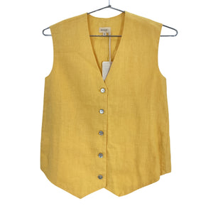 Donni. Linen Yellow V Neck Button Front Vest Size XXS