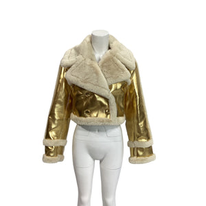 L'academie Plush Gold Elijah Jacket Size S
