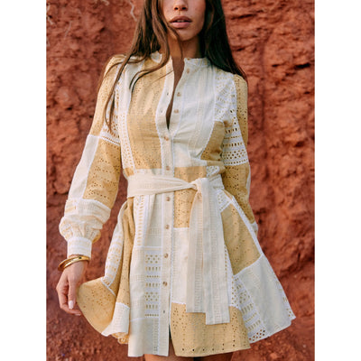 Sézane 'Lou' White Gathered Sleeves Dress Size 14