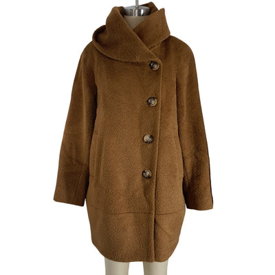 Sofiacashmere Boucle Camel Cocoon Coat Size 6
