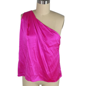 The Sei Chic Pink One Shoulder Pleat Blouse Size 6