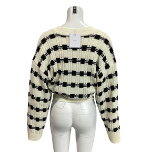 L'Academie Checked White And Black Evran Sweater Size M NWT