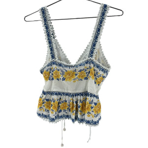 Farm Rio 'Zuli' White Cotton Sleeveless Blouse Size M