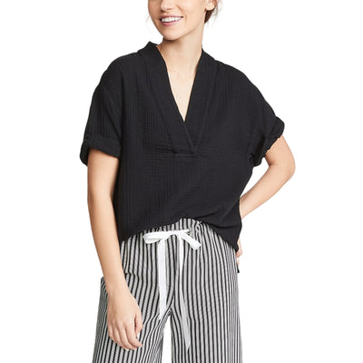 Xirena Textured Black Avery Blouse Size L