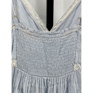Loveshackfancy 'Alonna' Blue Cotton Lace-Trimmed Mini Dress Size M