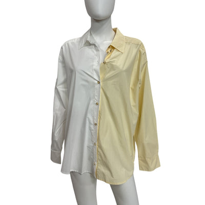 Donni. Colorblock Powder Creme Duo Pop Button Down Shirt Size M