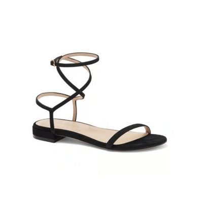 Stuart Weitzman Sleek Black Ankle Strap Sandals Size 6.5
