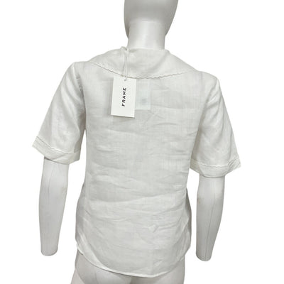 Neiman Marcus Lightweight White Scallop Sailor Blouse Size XS NWT