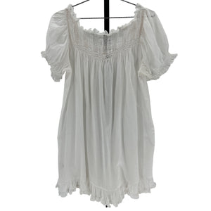 Dôen 'Ainsley' White Cotton Crochet-Trimmed Ruffled Organic Mini Dress Size M