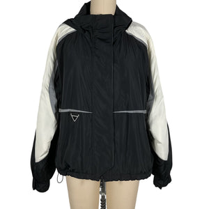 Shoreditch Ski Club Colorblocked Black Soft White Reflective Windbreaker Jacket Size S