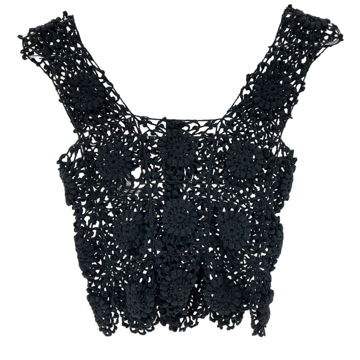Alix Pinho Crocheted Black Maya Tank Top Size L