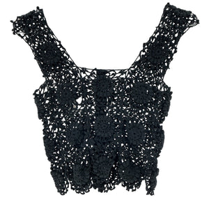 Alix Pinho Crocheted Black Maya Tank Top Size L