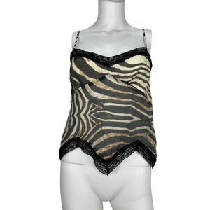 Reformation Lace Trim Zebra Print Multicolor Camille Camisole Size 2